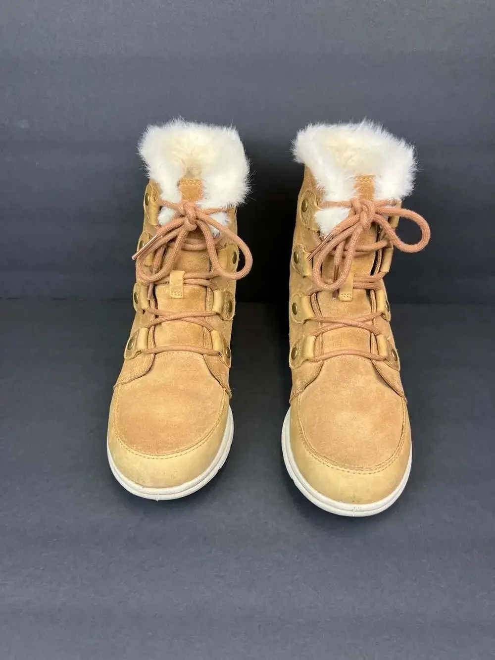 Sorel Women's Explorer Joan Waterproof Suede Winter Boots, Camel Brown Sz 8.5